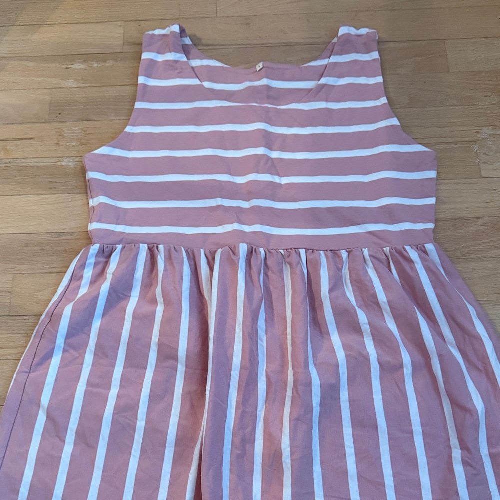 Sleeveless Pink and White Striped Mini Dress